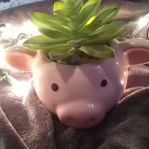 Artificial plant piggy pot decor